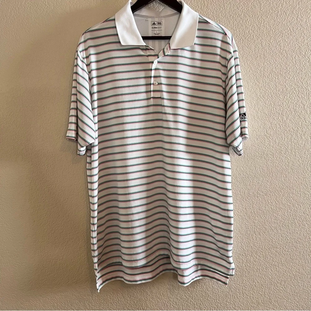 Adidas Clima Cool Striped Golf Polo Size Large
